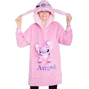 Disney Stitch Fleece Hoodie Deken met Pluche voor Kinderen, Tieners, Eeyore, Angel, Minnie Mouse, Oversized Hoodie voor kinderen, One Size
