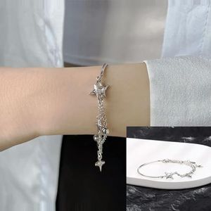 925 Sterling Zilveren Ster Armband Mode Koreaanse Vijfpuntige Ster Kristal Dubbele Armband-1725