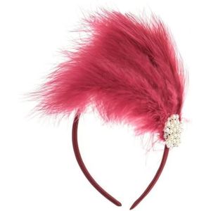 Vintage hoofdband creatieve veren haarbanden bruids veer hoofdband prom haaraccessoires (kleur: rood, maat: 15 x 25 cm)