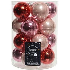 Kaemingk Kerstballen, glas, 6 cm x 20 stuks, mix lichtroze roze rood