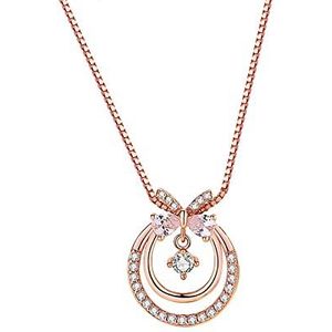 Vrouwen Kettingen Sterling roségouden ketting for dames, S925 sterling zilveren strik microset zirkonia ketting sierlijke trendy choker delicate ketting ketting cadeau sieraden for haar meisjes koppel