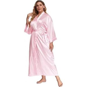 LHSJYG Damesgewaden satijnen chiffon gewaden bruidsmeisje gewaad bruid gewaad vrouwen bruiloft lange badjas badjas satijnen badjas (roze, 5XL)