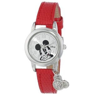 Disney Dames MK1042 Mickey Mouse horloge met rode lederen band, Rood, jurk