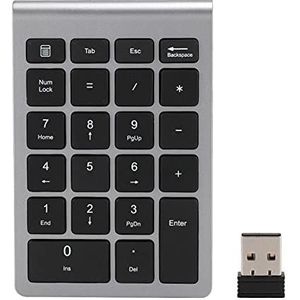 Cijfertoetsen, ASHATA 22 toetsen cijfertoetsen USB 2.4G Draadloos mini-ergonomisch toetsenbord met ontvanger, ondersteuning voor Android-, en Mac OS-systemen. (IJzergrijs)