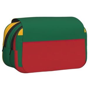 JEJEA Vlag van Litouwen Print Pen Etui Potlood Case Houder voor Potloden Make-up Multifunctionele Organizer Box voor Adluts, Zwart, Eén maat, Toilettas
