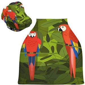 Groene rode papegaaivogel autostoel luifel babyautostoeltje overkapping kinderwagenhoes winkelwagenhoes borstvoeding bescherming voor kleine kinderen
