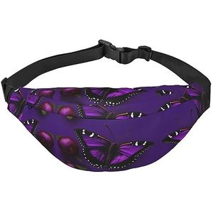 Waterdichte polyester heuptas met - lichtgewicht en duurzame crossbodytas voor mannen en vrouwen orka orka orka, Een paarse pruim vlinder, Eén maat