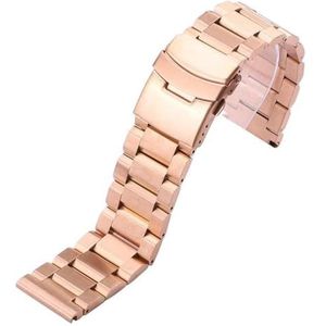Horlogebanden Horlogeband roestvrij stalen band metalen horlogeband schakelarmband horlogeband, vervanging van zwart zilver roségoud horlogebanden Man vrouw (Color : Rose Gold, Size : 24mm)