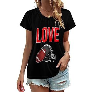I Love American Football Rugby Dames V-hals T-shirts Leuke Grafische Korte Mouw Casual Tee Tops XL