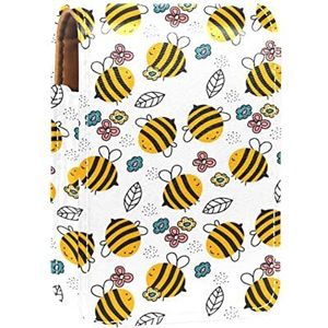 Gepersonaliseerde Lipstick Case Draagbare Make-up Tas Cosmetische Pouch Lippenstift Houder Make-up Organizer Leuke Little Bee Patroon-01, Meerkleurig, 9.5x2x7 cm/3.7x0.8x2.7 in