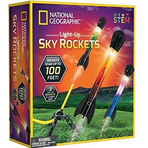National Geographic Air Rocket Toy - led-raketwerper voor kinderen, stomp en lanceerlicht, luchtaangedreven, raketten tot 30,5 meter, tuinspeelgoed, buitenspellen