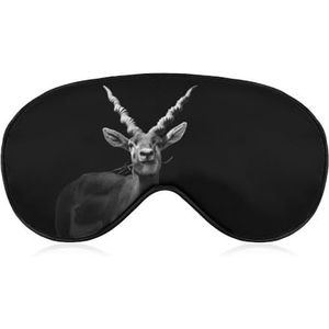 Zwart wit portret antilope slaapmasker met verstelbare riem, comfortabel zacht oogmasker slaaphulp, lichtblokkerende oogmaskers