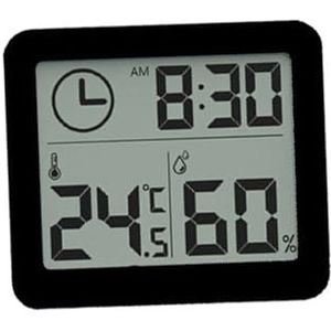 Multifunctionele Thermometer Hygrometer Automatische Elektronische Temperatuur-vochtigheidsbewaking Klok 3,2 Inch Groot LCD-scherm(Black)