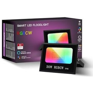 Tuya WiFi Bluetooth RGBCW Kleur Schijnwerper Breed Voltage Smart APP Afstandsbediening Kleurrijke LED Schijnwerper (Grootte: Tuya WiFi -30W RGBCW)