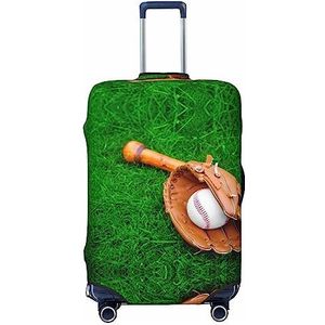 UNIOND Groene gazon honkbal handschoen bedrukte bagage cover elastische reiskoffer cover protector fit 18-32 inch bagage, Zwart, L
