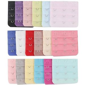 TRIXES Set van 18 beha-verlengingen met 3 haken, 3 rijen verlenghaken, zacht, flexibel en comfortabel, set met beha-verlengingen, meerkleurig