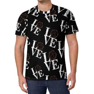 Love D20 Dice T-shirt met korte mouwen voor heren, casual ronde hals, modieus, zomertops
