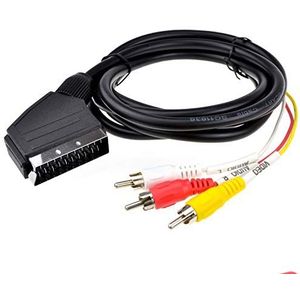 kenable Scart stekker in / uit naar rood wit geel chinch 3 x RCA stekker AV-kabel 2 m [2 meter]