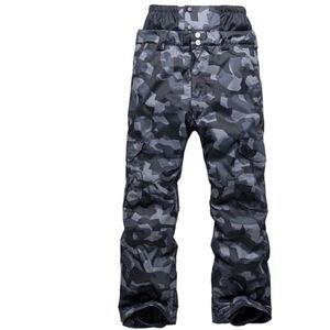 FGAQLUK Camouflage-skibroek For Heren, Waterdichte Skibroek Met Enkel Board En Dubbel Board, Warme Winterwandel- En Bergsportbroek(Black camouflage,L)