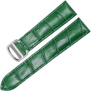 dayeer Echt lederen horlogeband voor Cartier TANk SOLO RONDE DE Horlogeketting Vouwgesp Horlogeband Accessoires Armband Riem (Color : Green Silver, Size : 16mm)