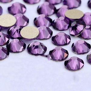 2088 DIY kristal nageldecoraties zonder hotfix, 8 grote en 8 kleine strass steentjes, platte achterkant, plaknagels voor nagelkunst - tanzaniet - SS30-288 stuks