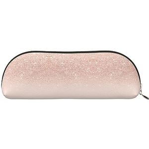 COMAAM Rose Gold Wallpaper Lederen Half Ronde Opbergtas Grote Capaciteit Pen Potlood Tas Geschikt Voor Het Opslaan Van Pennen En Cosmetica, Rose Gold Wallpaper, Eén maat, Potlood Tas