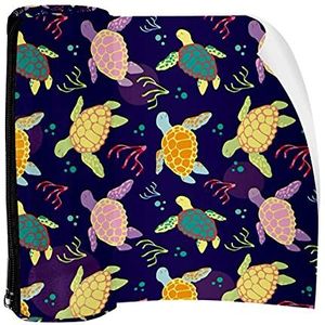 Potlood Case Pen Tas Houder met Rits Coin Organizer Tassen Make-up Cosmetische Pouch voor Vrouwen Tiener Meisjes Jongens Kinderen, Kleurrijke Schildpad Zeewier