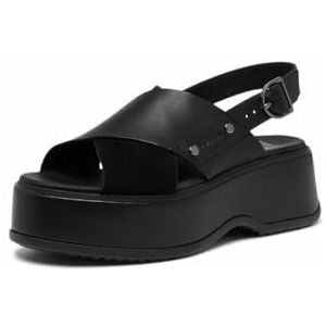 Sorel Dayspring Crisscross Sandaal met hak voor dames, Zwart, 41 EU