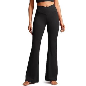 CRZ YOGA Dames Butterluxe Bootcut Flare Broek Yoga Leggings Crossover Hoge Taille Opaque Sportbroek Fitness Broek - 31''/33'' zwart S