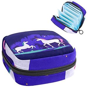 Periode Pouch, Draagbare Tampon Opbergtas voor Maandverband, Eenhoorn, Meerkleurig, 4.7x6.6x6.6 in/12x17x17 cm