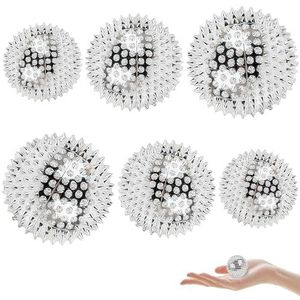 WIYETY 6 stuks stekelige magnetische massagebal: egelbal magnetische hoge stress acupressuurbal 32 mm 47 mm 56 mm diameter, acupressuurballen voor stressverlichting of massage