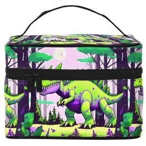 Groene Dinosaurus Grote Capaciteit Draagbare Waterdichte Cosmetische Tas 23x17x16Cm Voor Reizen Buitensporten Bruiloft Companion Gift, Zwart, Eén maat