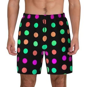 YJxoZH Multicolor Polka Dots Print Heren Zwembroek Board Shorts Surfen Elastische Strand Shorts, Sneldrogende Zwemshorts, Zwart, XXL