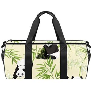 Luipaard Kleurrijke Reizen Duffle Bag Sport Bagage met Rugzak Tote Gym Tas voor Mannen en Vrouwen, Panda-dier, 45 x 23 x 23 cm / 17.7 x 9 x 9 inch