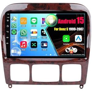 Android 15 Autoradio Voor Benz S 1999-2007 met Draadloze Carplay Android Auto, 9 Inch Autoscherm Soporta Bluetooth WIFI GPS FM/RDS(8Core(2+32GB))