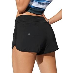CRZ YOGA Zwembroek voor Vrouwen 3"" Quick Dry Trekkoord Zwembroek Sport Board Shorts met Zijsplit zwart 34
