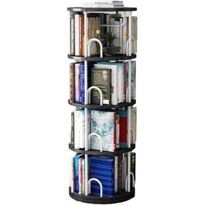 Boekenplank Boekenkast 360 ° Roterende Boekenplank 4 Tier Boekenkast Houten Stalen Boekenplanken Voor Woonkamer Vloerstaande Boekenplank Wandgemonteerde Boekenplank ( Color : White+black , Size : 45*1