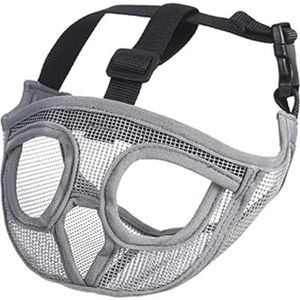 KANGYEBAIHUODIAN Huisdier Verstelbaar Masker Korte Snuit Hond Snuit Ademend Mesh Platte Snuit Geschikt for Franse Bulldog Shih Tzu En Mopshond Accessoires (Color : Grey, Size : XXS)