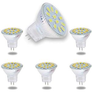 MR11 5W GU4 LED-lampen vervangen 50W halogeenequivalent, 12V laagspanning MR11 lampspots voor buiten inbouwspots landschapsschijnwerpers, niet dimbaar, 500 lm, verpakking van 6,6000k