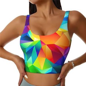 Regenboog Geometrische Print Casual Wear Vrouwen Sport Vest Yoga Vest Workout Vest Voor Vrouwen Lichtgewicht Trendy, Zwart, S