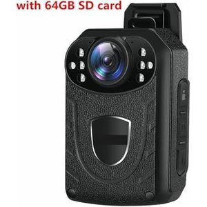 Draagbare DV-camera KJ21 Lichaam Gedragen Mini Camera Politie HD 1296P DVR Video Recorder Security Cam 170 Graden IR Nachtzicht mini Camcorders(Camera 64G)