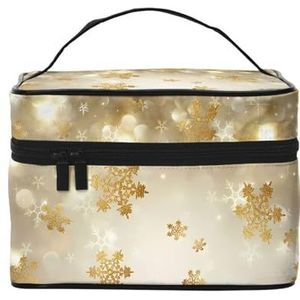 Gouden Zijde Kerst Grote Capaciteit Draagbare Waterdichte Cosmetische Tas 23x17x16Cm Voor Reizen Outdoor Sport Bruiloft Companion Gift, Zwart, Eén maat