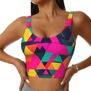 Kleurrijke Driehoek Print Casual Wear Vrouwen Sport Vest Yoga Vest Workout Vest Voor Vrouwen Lichtgewicht Trendy, Zwart, S