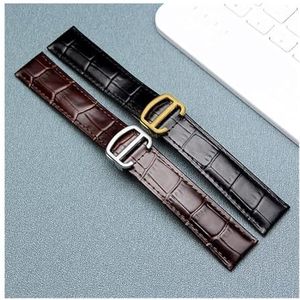 Kijk naar bands Horlogebanden Horlogeband Echt lederen armband for heren Horlogebanden Vervangingsband (Kleur: Zwart Gouden sluiting, Maat: 22 mm) Dagelijks (Color : Black Sliver Clasp, Size : 18mm