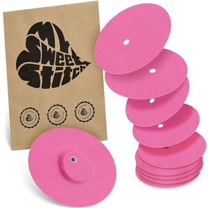 MySweetStitch | Pleister voor Dexcom G7 Sensor met VENTILATIEGAT | Waterdicht, ademend en huidvriendelijk Rond (10 stuk) | Made in Germany | Buiten Ø 65mm, binnen Ø 4mm | Roze