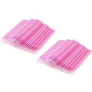 Applicator 200 stuks, micropore met buigbare borstelkop, zachte microvezel voor wimperverlengingen, eyelinerreiniging, nail art & make-uptoepassing|Zwart