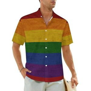 LGBT Pride Flag herenoverhemden met korte mouwen, strandshirt, Hawaïaans shirt, casual zomershirt, M