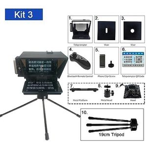 Autocue, Draagbare teleprompter for smartphone DSLR-opname Live-uitzending Inscriber Teleprompter Artefactvideo met afstandsbediening(Kit 3)