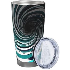 VTCTOASY Abstracte Cirkel Swirl Print Geïsoleerde Cup 20oz Met Deksel En Stro Koffie Mok Rvs Reizen Mokken Voor Vrouwen Mannen