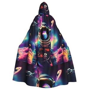 Bxzpzplj Spaceperson Galaxy Trippy Hooded Mantel voor mannen en vrouwen, volledige lengte Halloween maskerade cape kostuum, 185 cm